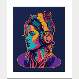 Girl with headphones - Abstract art Posters and Art